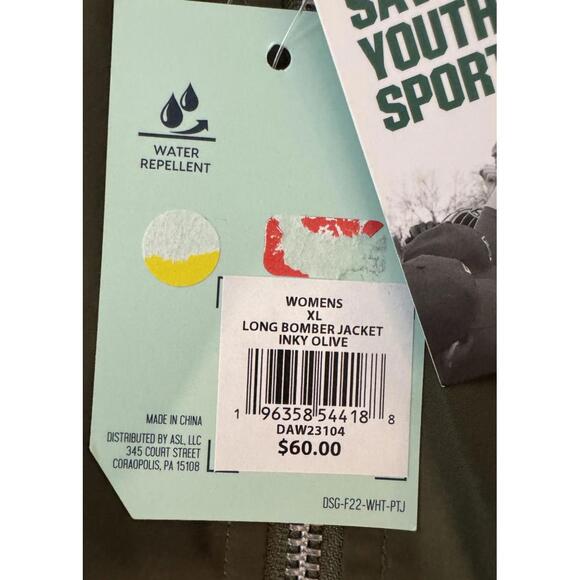 DSG  Long Bomber Rain Repellent Jacket Womens XL Olive Green NEW NWT - Picture 6 of 8